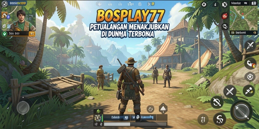 Screenshot utama menunjukkan petualangan di dunia terbuka BOSPLAY77.