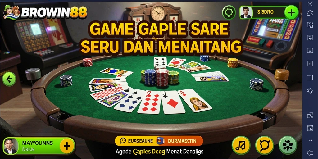 Screenshot gameplay BROWIN88 saat bermain Gaple dengan teman.