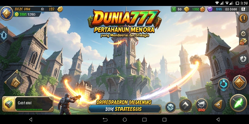 Tampilan gameplay <strong>DUNIA777</strong> yang penuh aksi dalam Tower Defense.