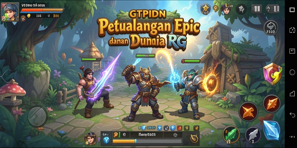 Tampilan gameplay dinamis GTPIDN yang menampilkan pertempuran epik.