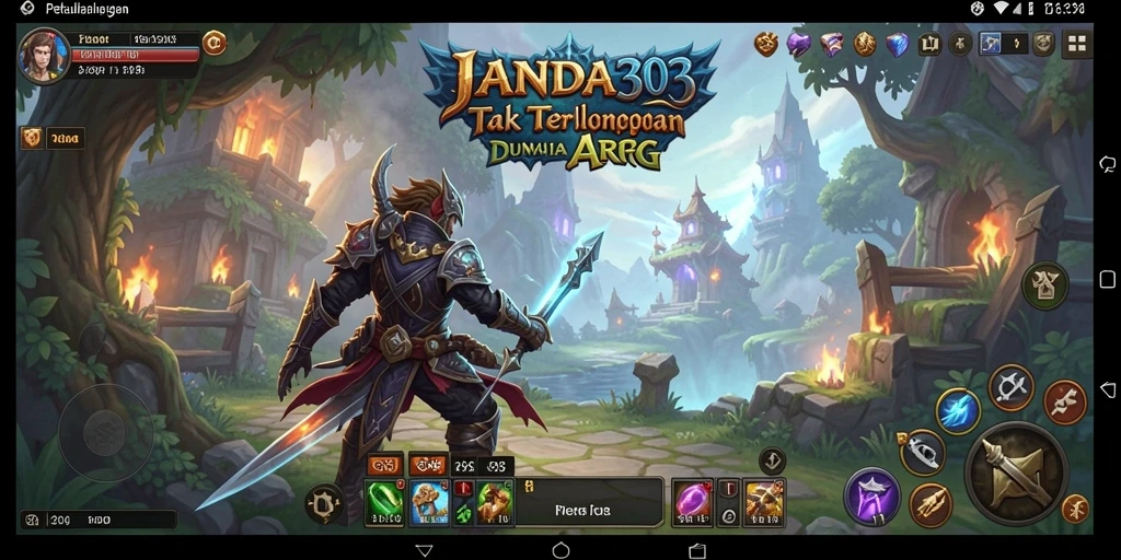 Tangkapan layar pertarungan intens dalam game ARPG JANDA303.