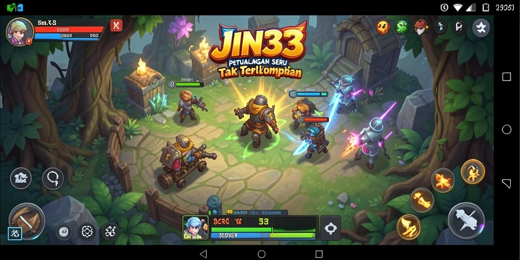Screenshot utama JIN33 menampilkan aksi petualangan yang mendebarkan.