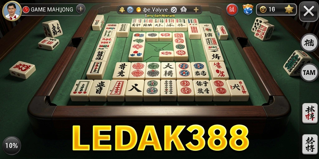 Screenshot LEDAK388 menampilkan gameplay Mahjong yang seru dan interaktif.