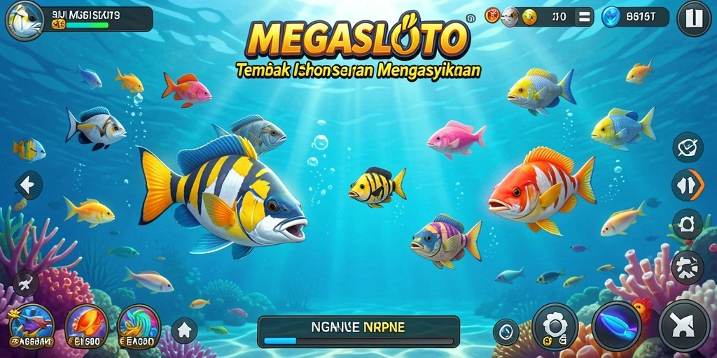 Tampilan gameplay seru dalam game Tembak Ikan MEGASLOTO.