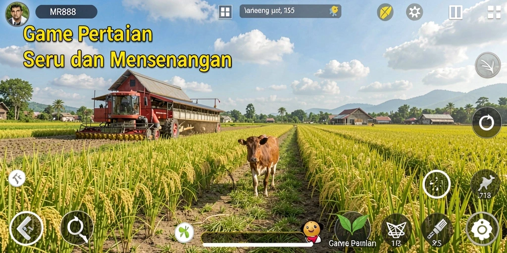Tampilan gameplay menarik dari MR888 dengan aktivitas pertanian yang seru.