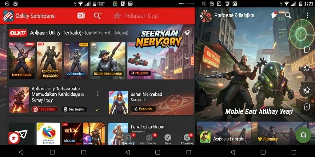 Screenshot utama OLX17 menunjukkan tampilan antarmuka aplikasi Utility yang menarik.