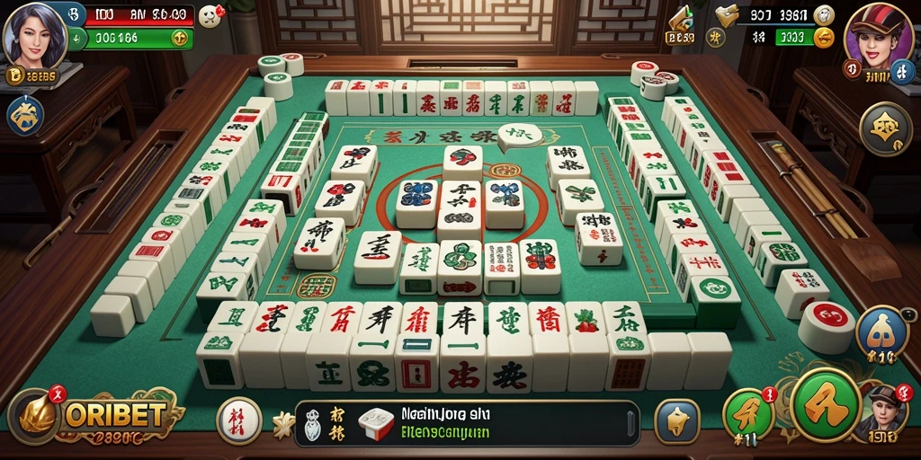 Screenshot gameplay menampilkan pemain menyusun ubin Mahjong di ORIBET.