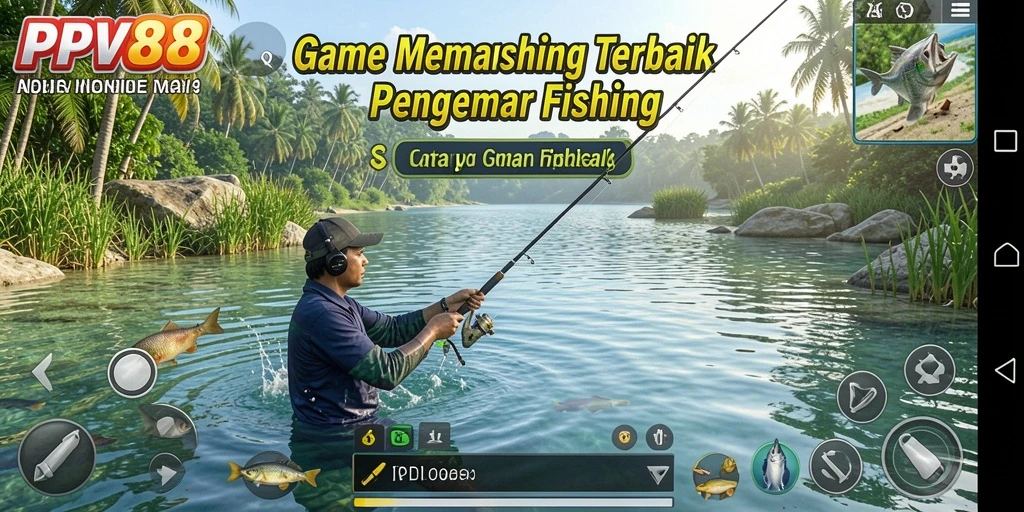 Tampilan gameplay PPV88 dengan suasana memancing yang menenangkan.