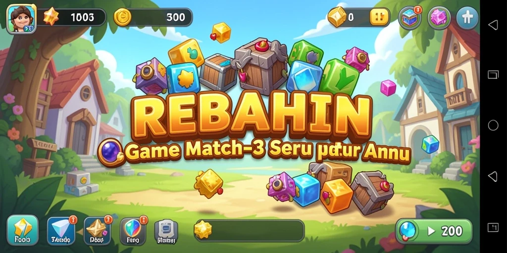 Tampilan grafis menarik dalam gameplay REBAHIN Match-3.