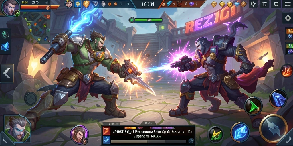 Tampilan gameplay menegangkan dengan aksi seru di arena MOBA