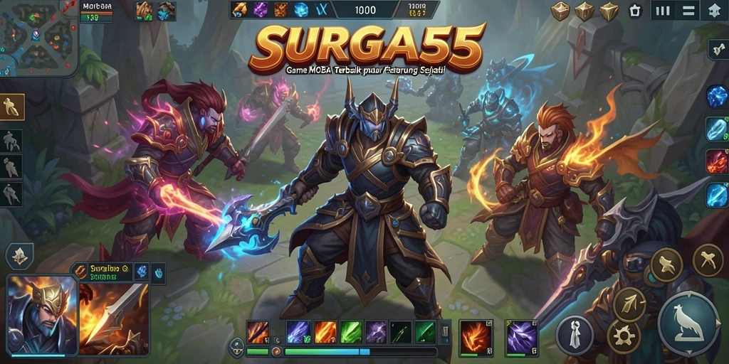 Tangkapan layar aksi seru dalam permainan MOBA SURGA55.