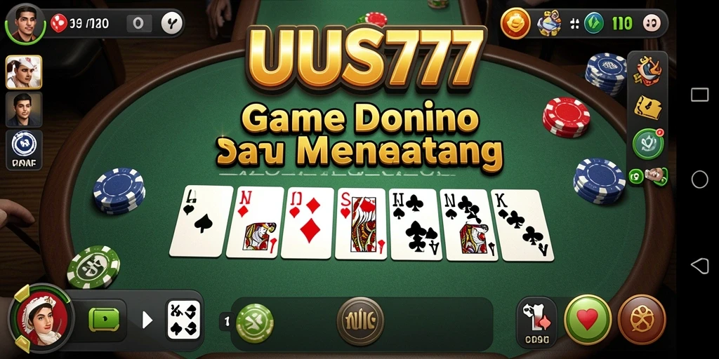 Tangkapan layar gameplay UUS777 dengan pemain yang bersaing di meja domino.