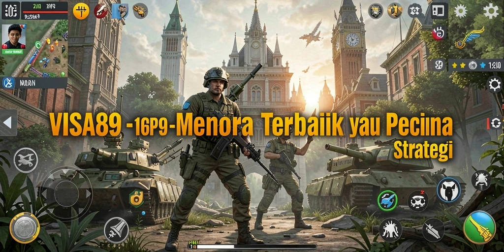Screenshot gameplay yang intens dari pertarungan Tower Defense.